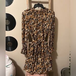 Printed mock neck long sleeve dress